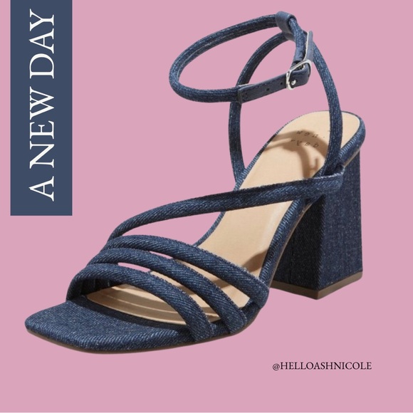 a new day Shoes - A New Day Women's Chunky Block Heel Asymmetric Ankle Strap Sandals